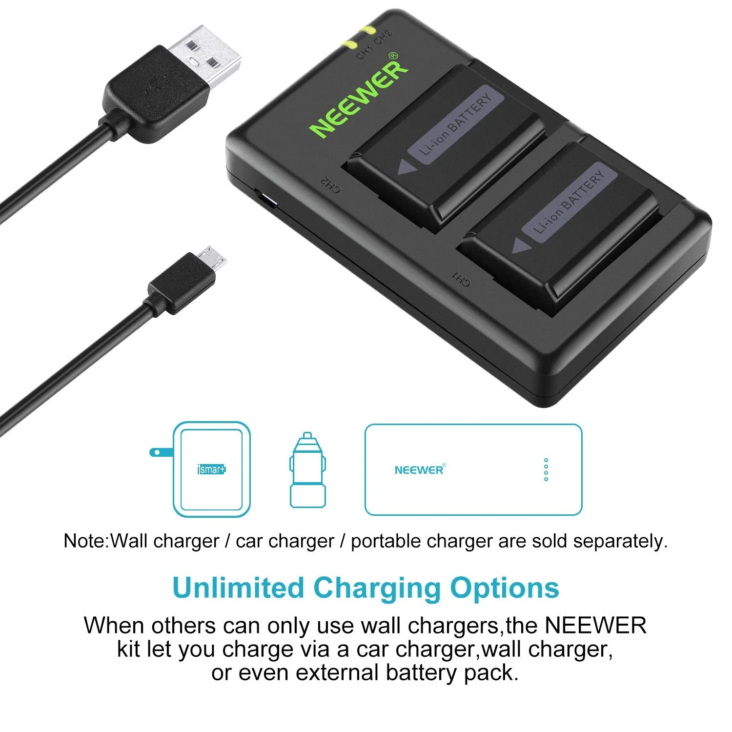 NEEWER NP-FW50 Camera Battery Charger Set for Sony - Image 4
