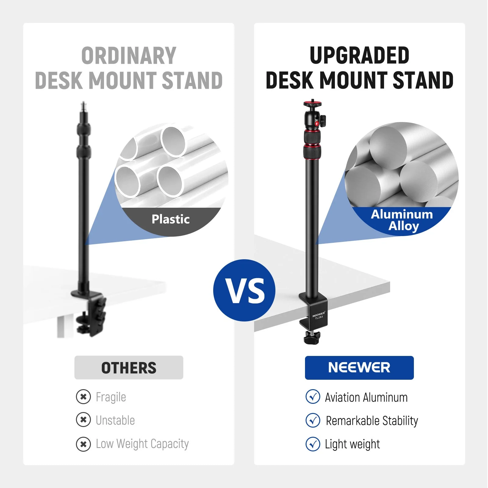 NEEWER TL283 Extendable Camera Desk Light Stand - Image 6