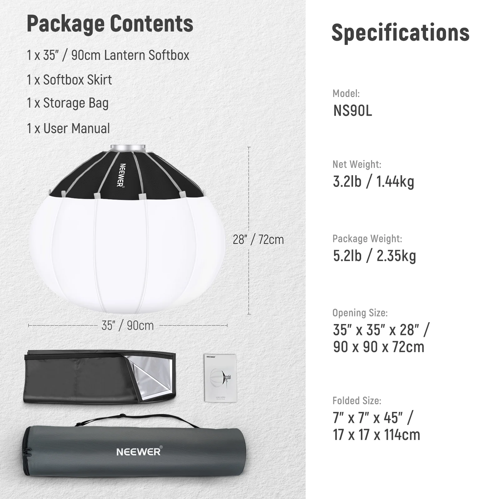NEEWER NS65L/NS90L Lantern Softbox One Step Quick Release - Image 16