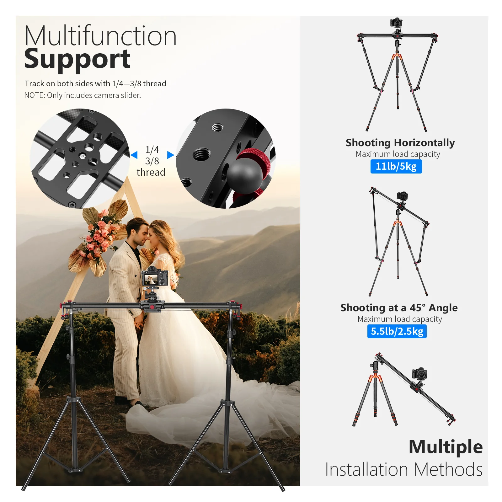 NEEWER ER1 Motorized Carbon Fiber Camera Slider Kit - Image 14