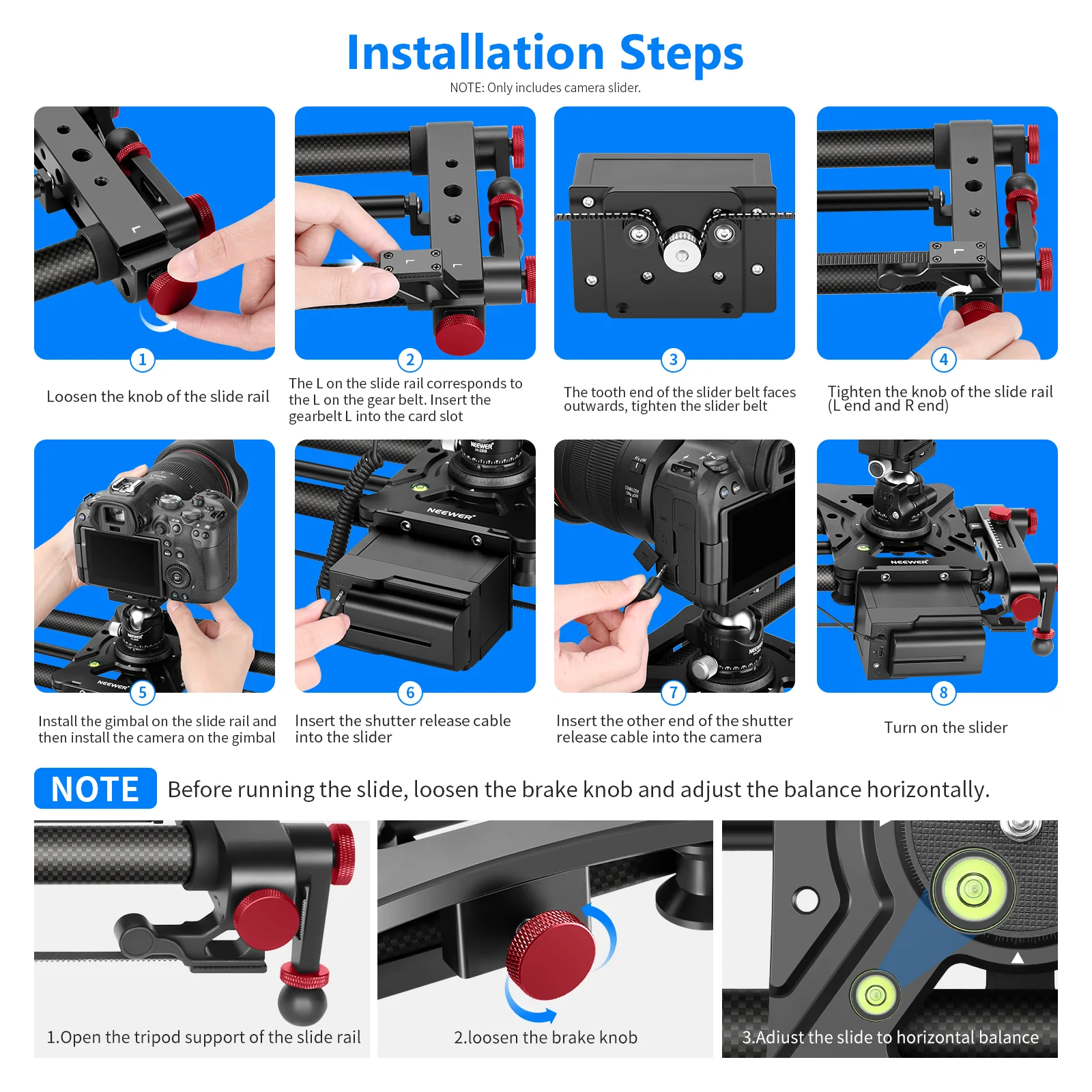NEEWER ER1 Motorized Carbon Fiber Camera Slider Kit - Image 15