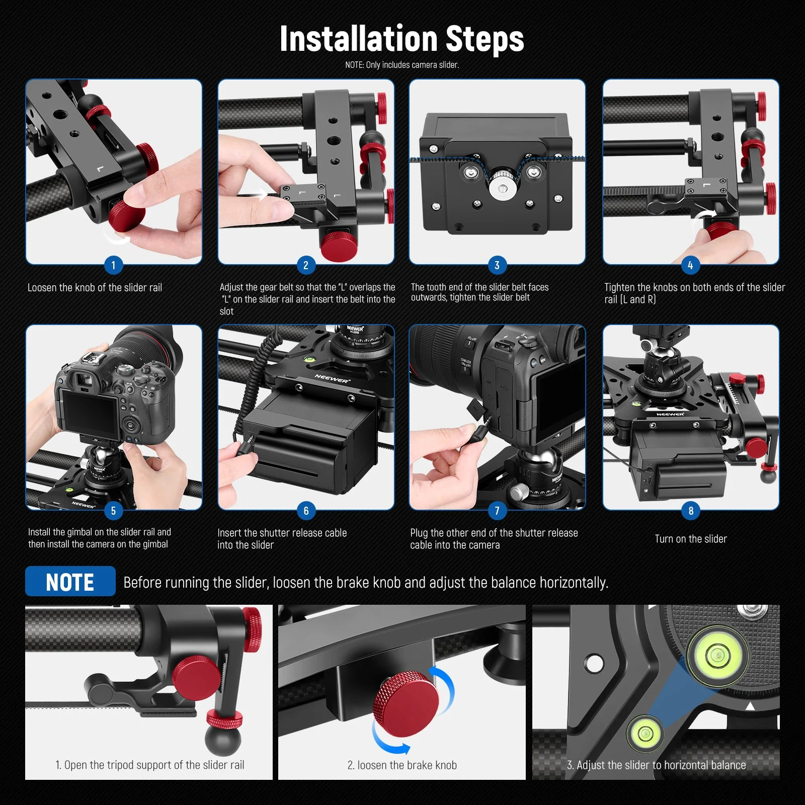 NEEWER ER1 Motorized Carbon Fiber Camera Slider Kit - Image 7