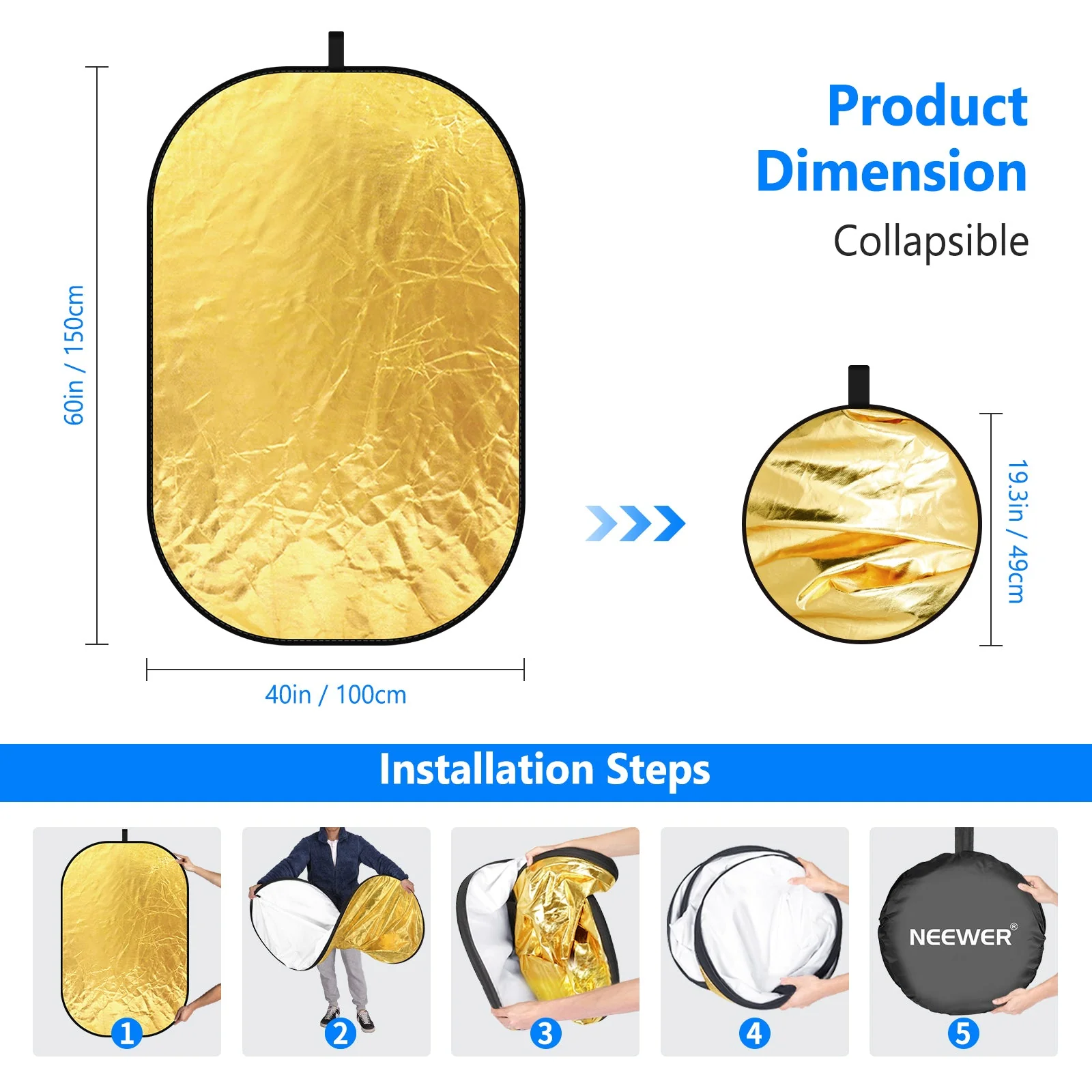 NEEWER 5 in 1 Portable Lighting Reflector/Diffuser Kit - Image 10
