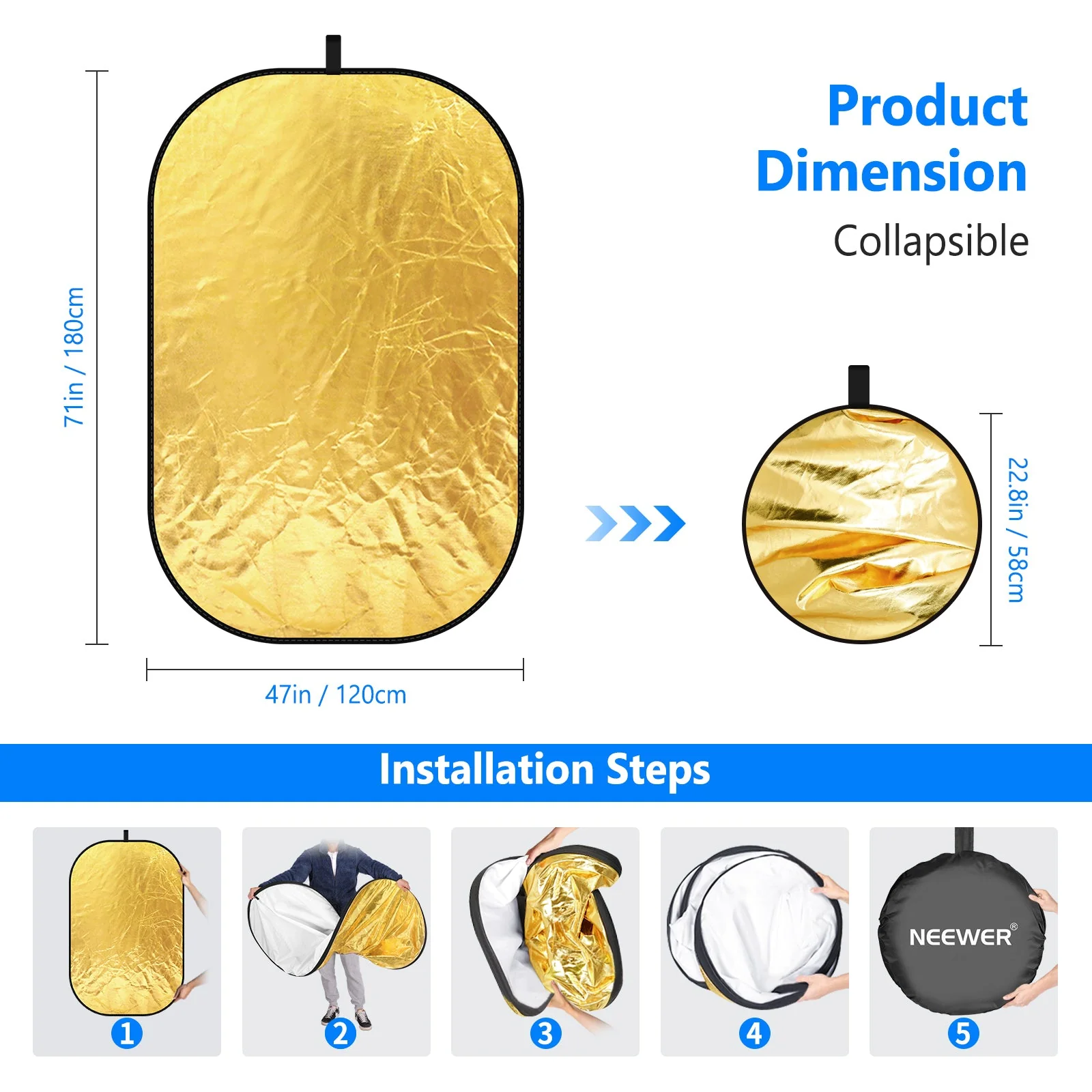 NEEWER 5 in 1 Portable Lighting Reflector/Diffuser Kit - Image 11