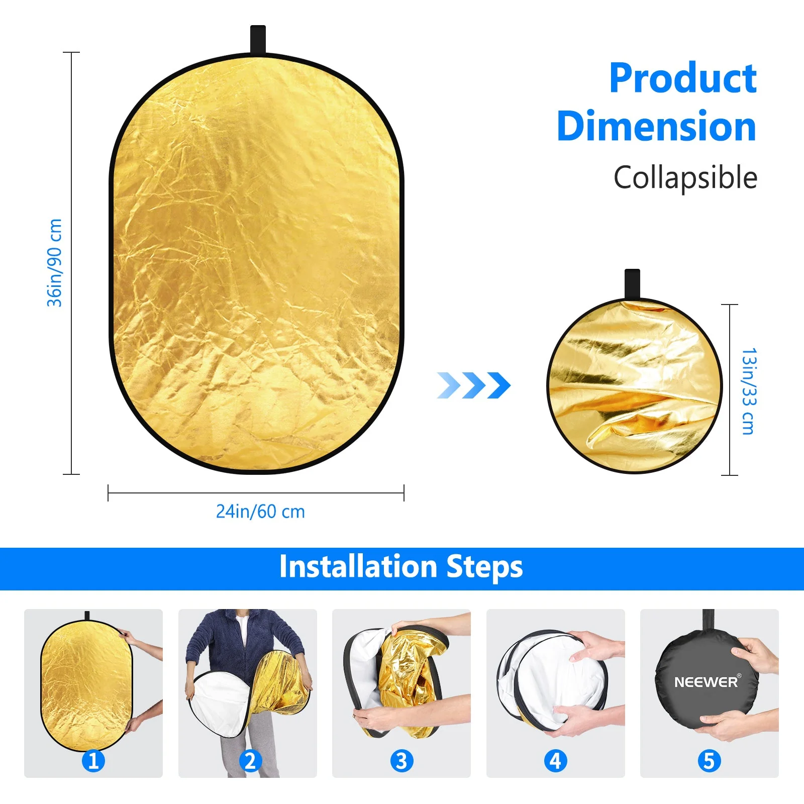 NEEWER 5 in 1 Portable Lighting Reflector/Diffuser Kit - Image 5