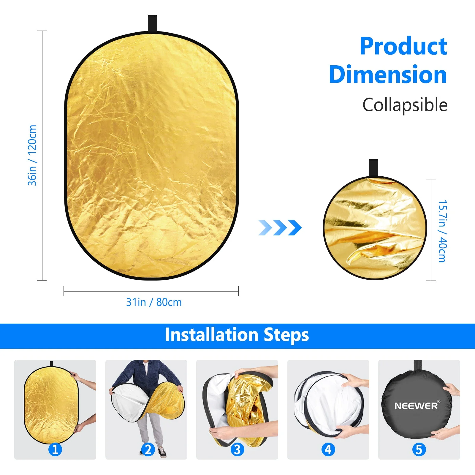NEEWER 5 in 1 Portable Lighting Reflector/Diffuser Kit - Image 9