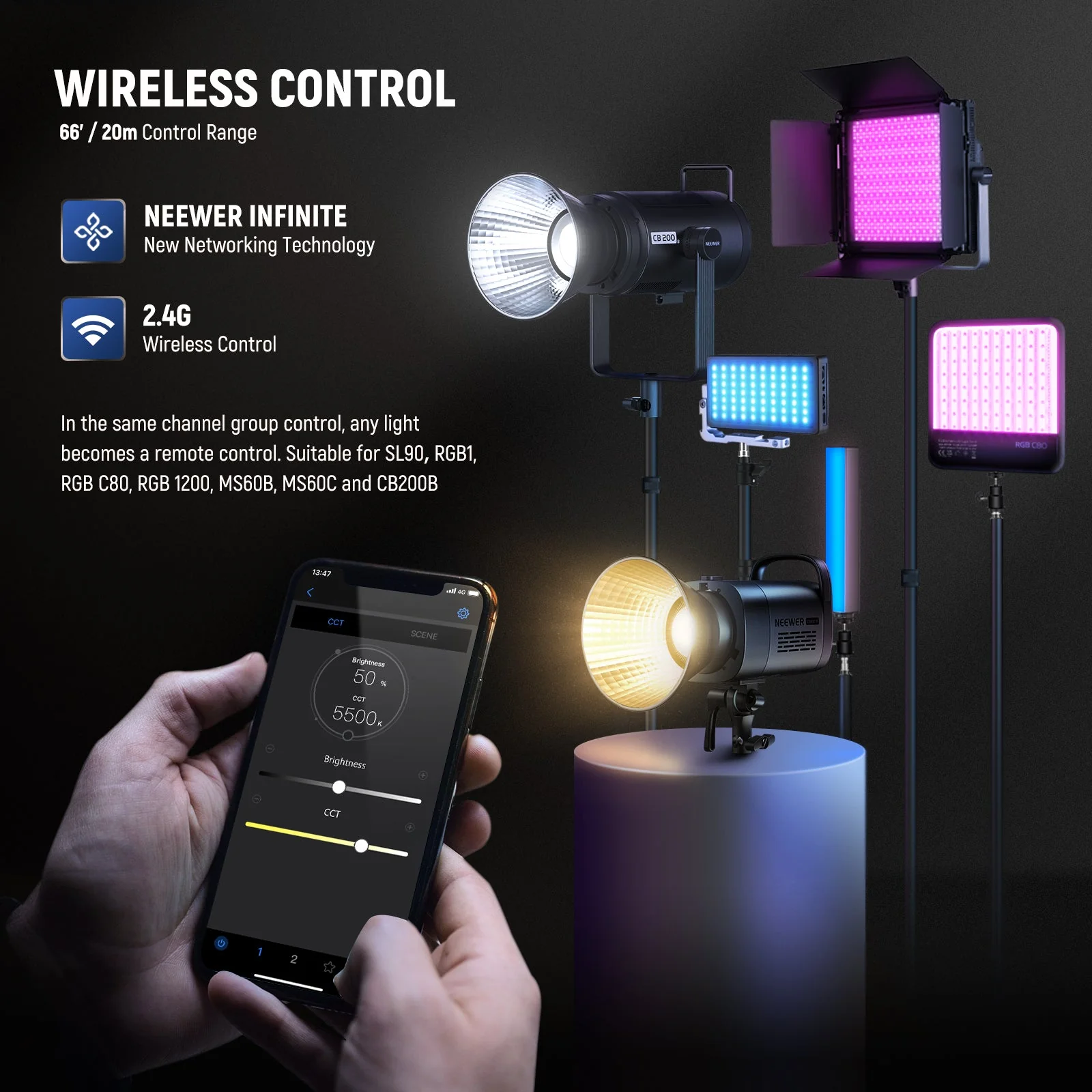 NEEWER CB60B 70W Bi-Color COB LED Video Light - Image 3