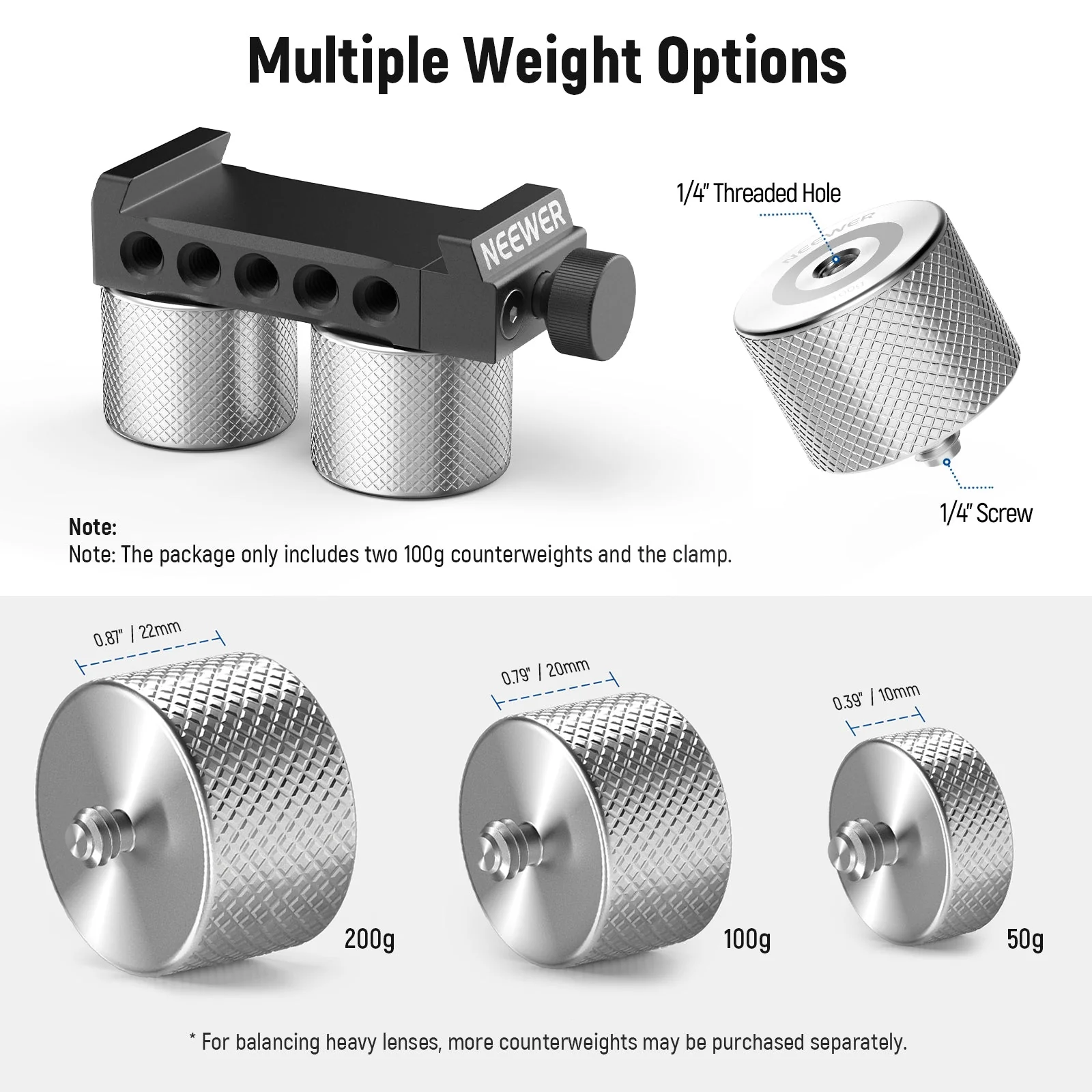 NEEWER Gimbal Counterweights and Clamp Kit Compatible with DJI ZHIYUN - Image 5