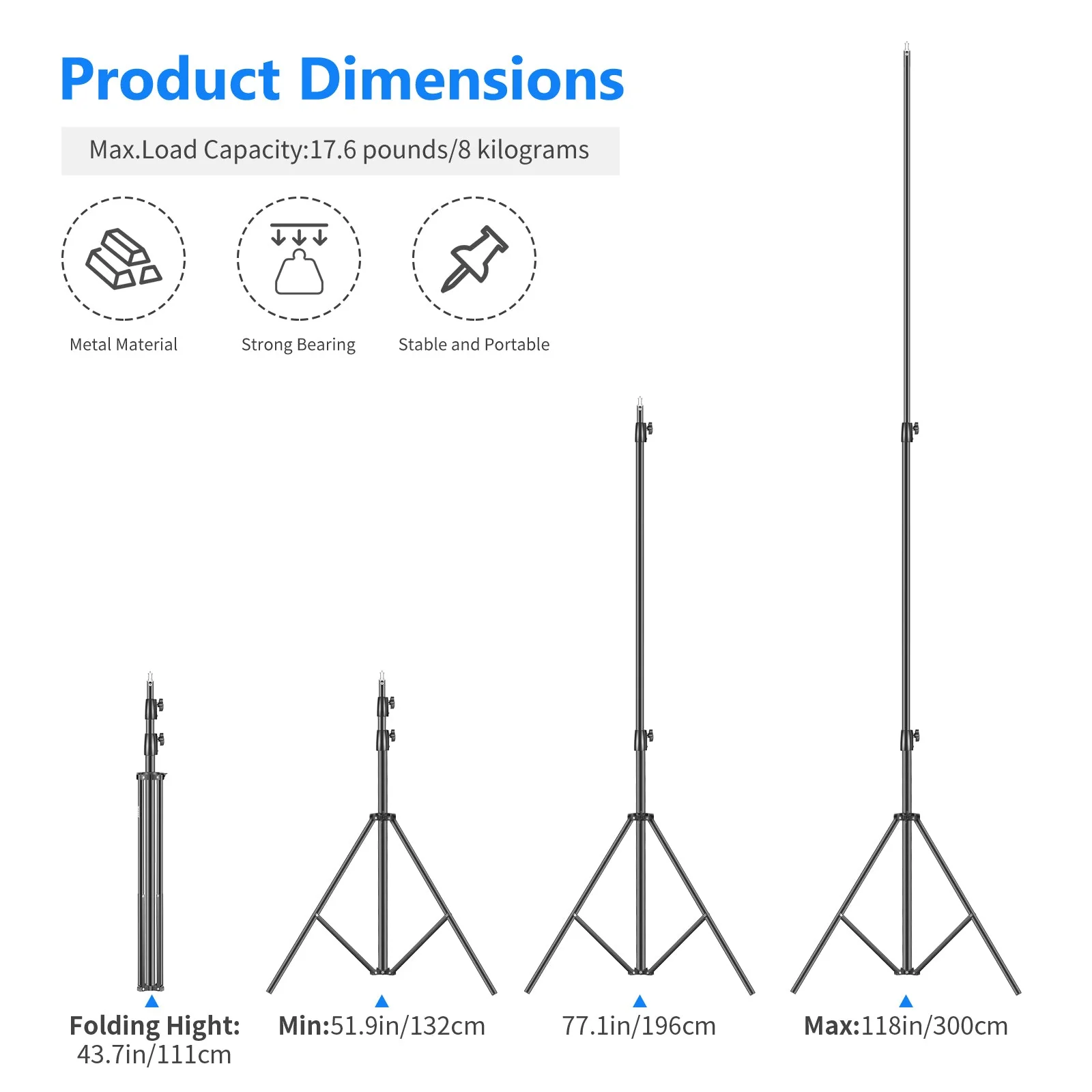 NEEWER ST-300 300cm Spring Cushioned Photography Light Stand - Image 3