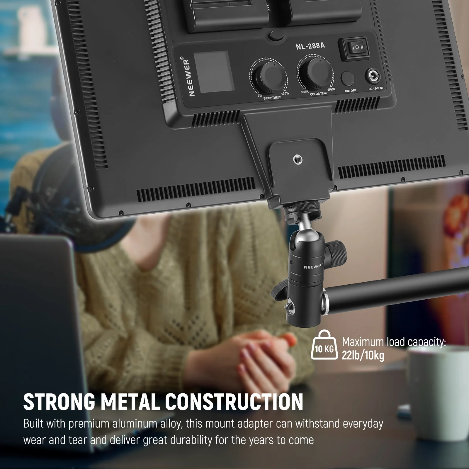 NEEWER Light Stand Mount Adapter for Camera Monitor Ring Light - Image 7