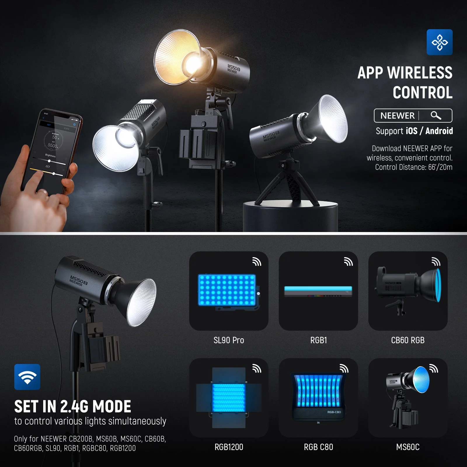 NEEWER MS150B 130W Bi-Color LED Video Light - Image 8