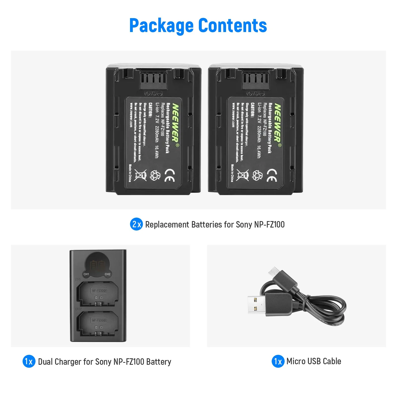 NEEWER NP-FZ100 Sony Replacement Battery Charger Set - Image 9