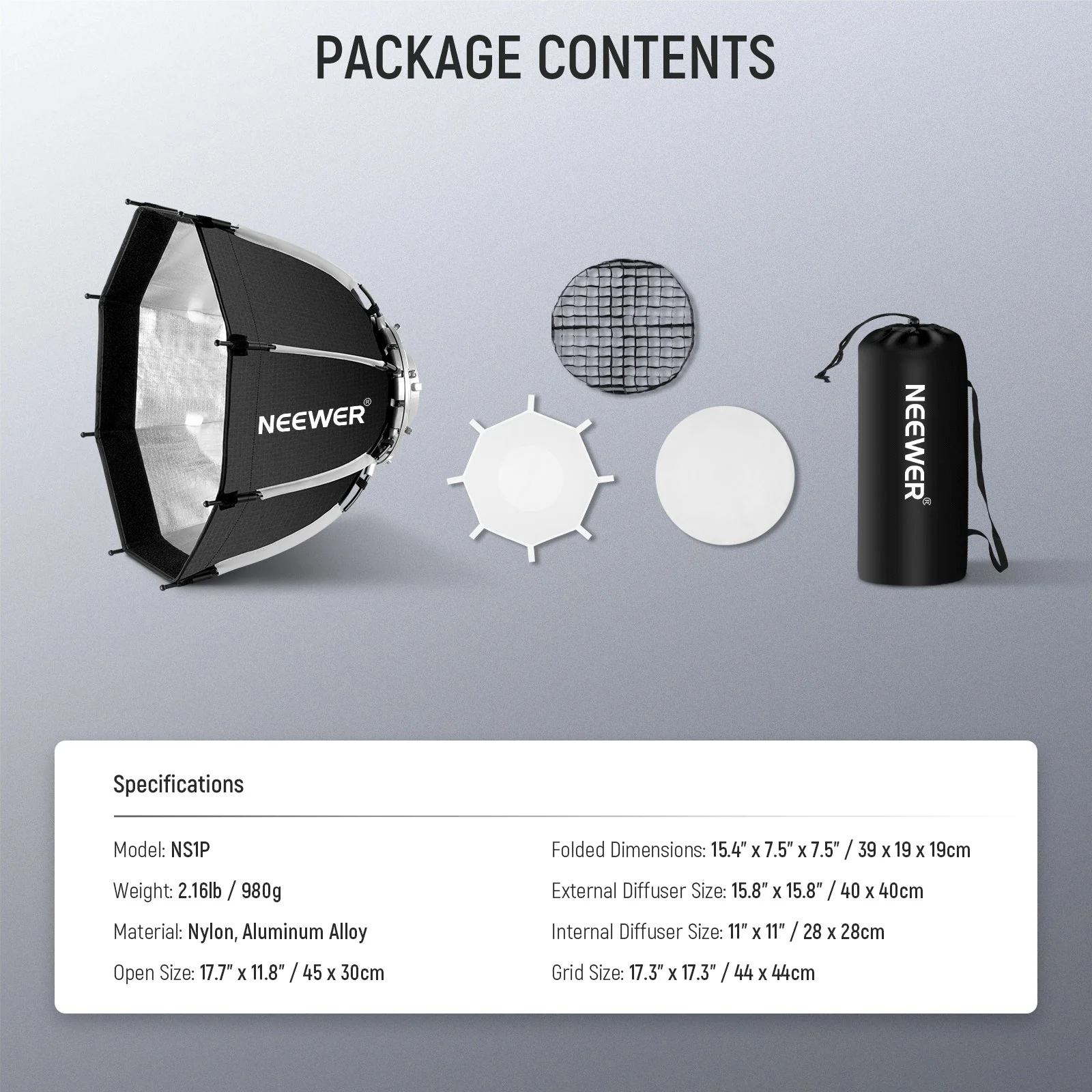 NEEWER NS1P 17.7"/45cm Octagonal Softbox - Image 8
