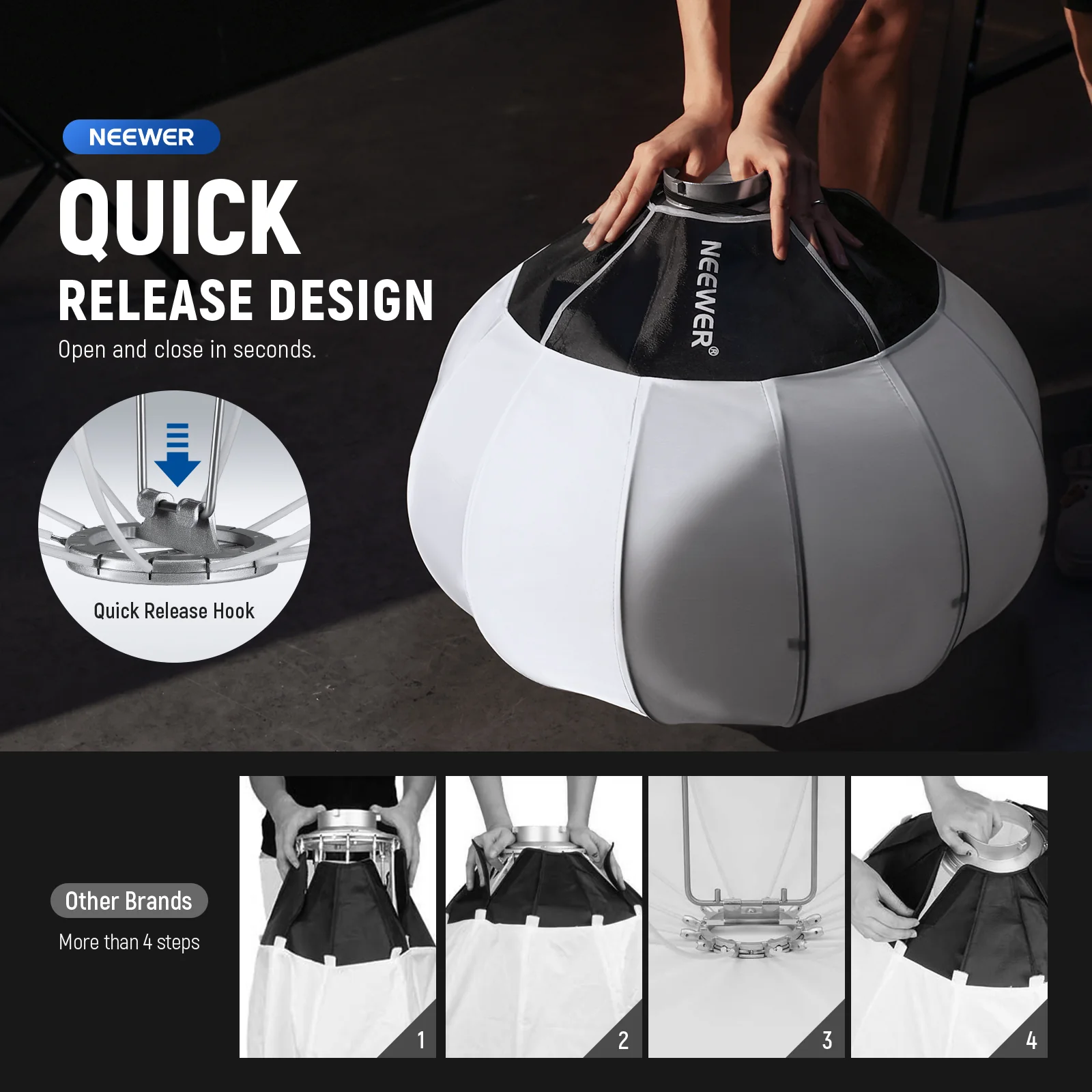 NEEWER NS20L 50cm/65cm/85cm Lantern Softbox One Step Quick Release - Image 10