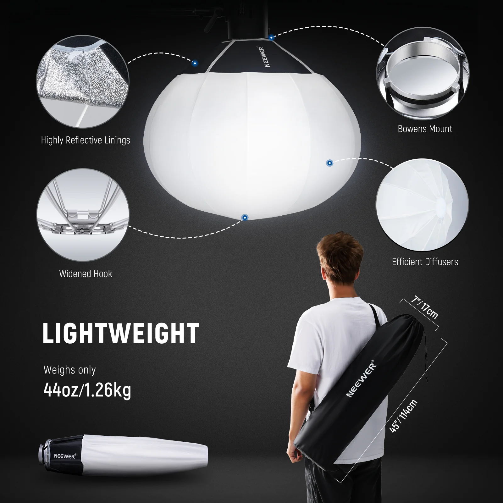 NEEWER NS20L 50cm/65cm/85cm Lantern Softbox One Step Quick Release - Image 22