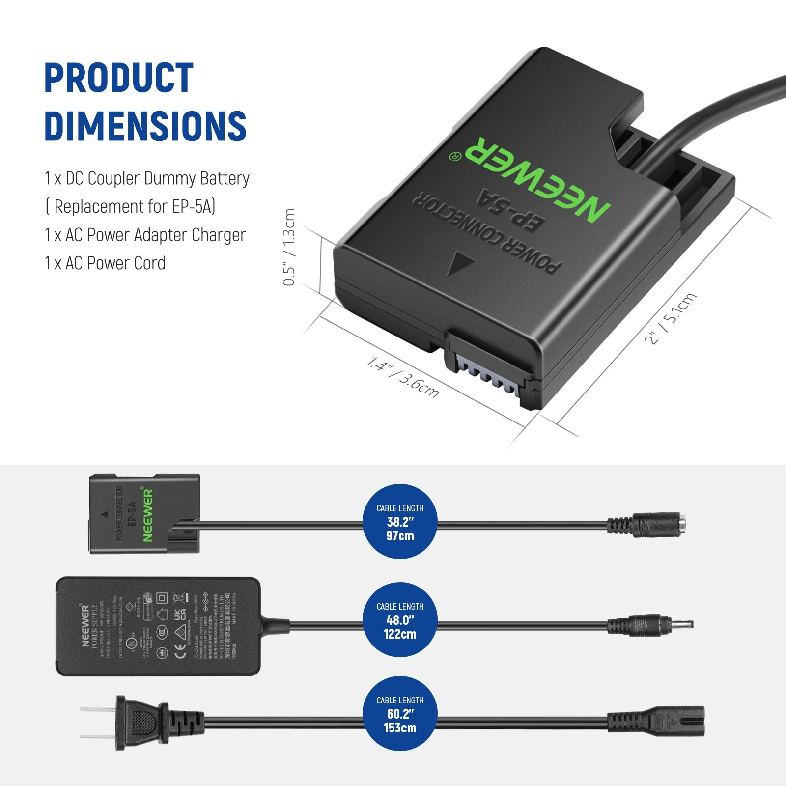 NEEWER NT-EL14 Nikon Dummy Battery AC Power Adapter - Image 7
