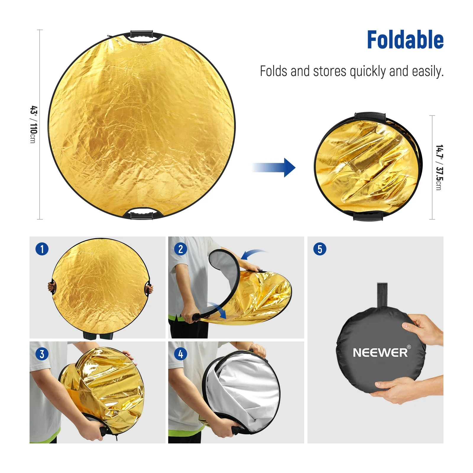 NEEWER 5-in-1 Light Reflector with Handle Grip - Image 7