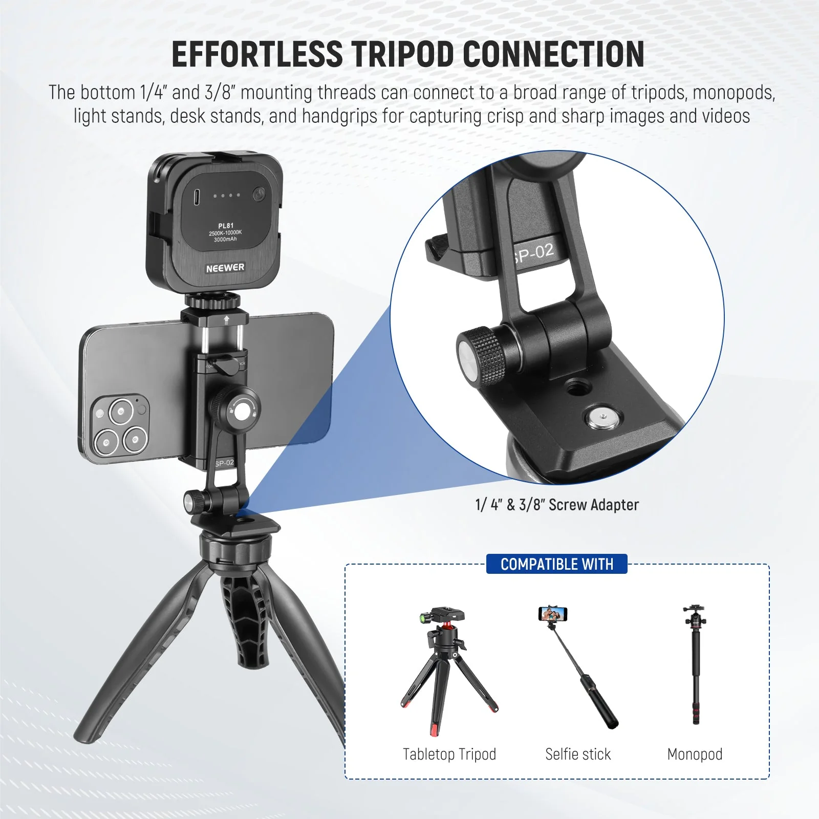 NEEWER SP-02 Smartphone Holder with Arca Type Base - Image 7