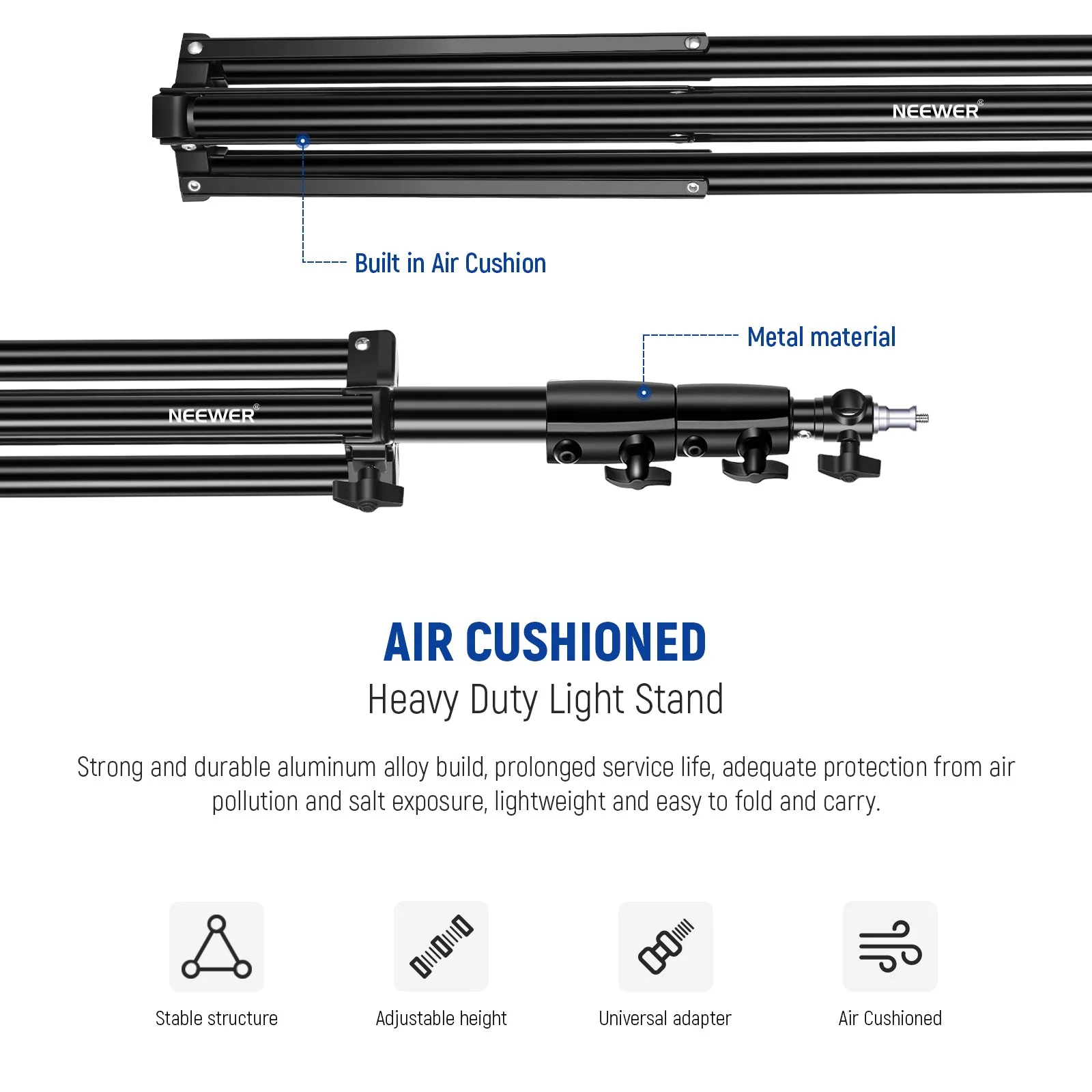 NEEWER ST-260AC 8.5ft/2.6m Air Cushioned Light Stand - Image 8