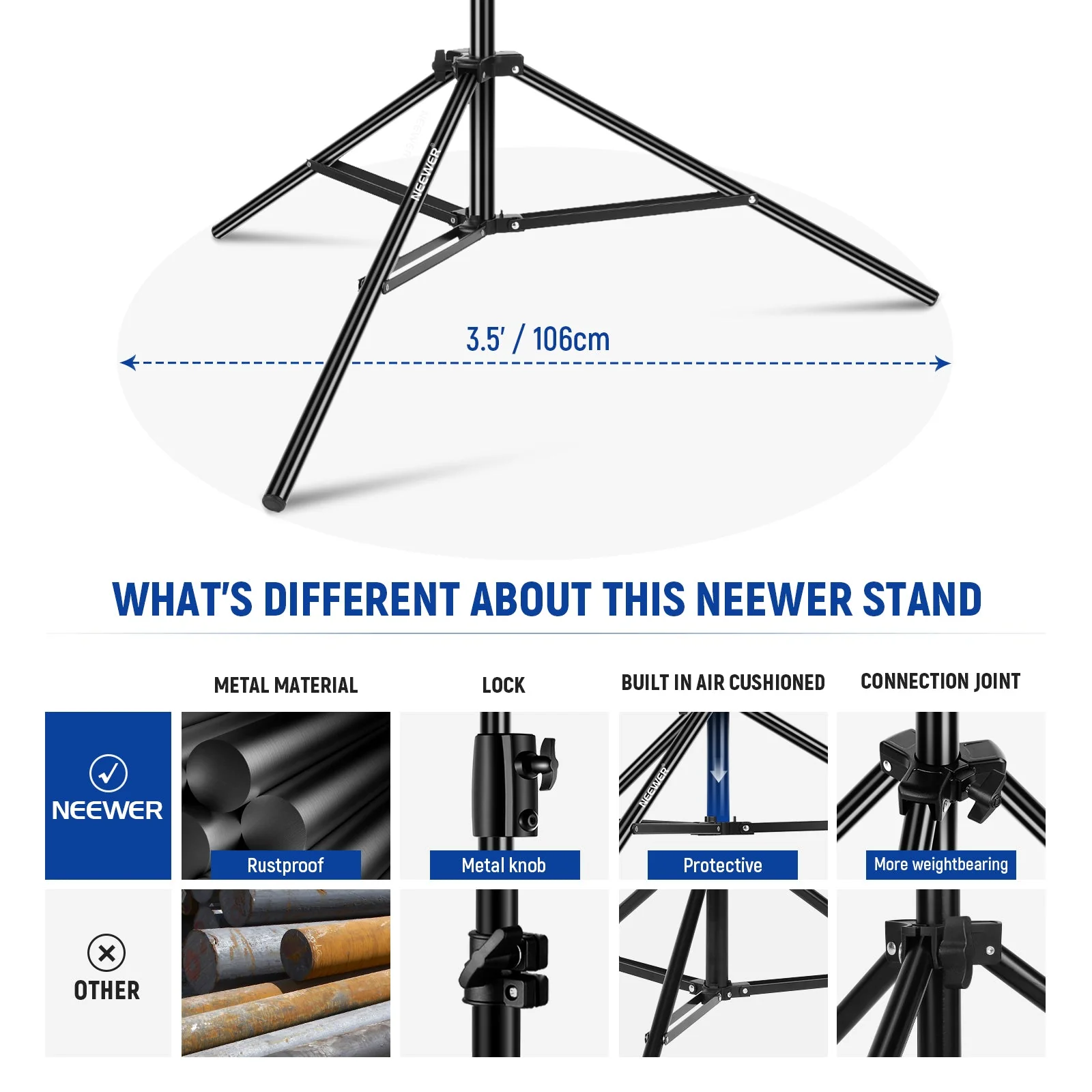 NEEWER ST-280AC 9.2ft/2.8m Air Cushioned Light Stand - Image 7