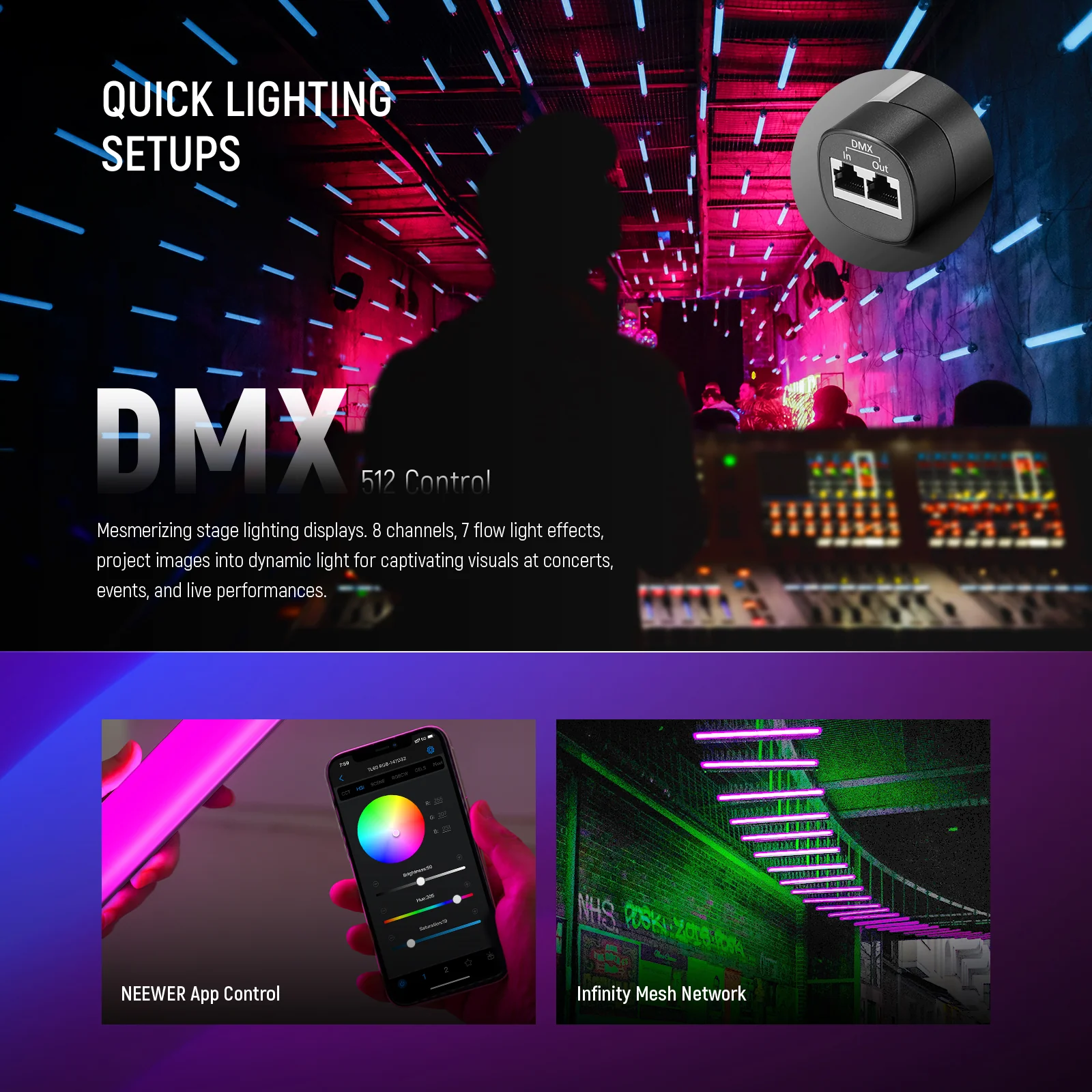 NEEWER TL60 20W RGB Tube Light Stick - Image 5